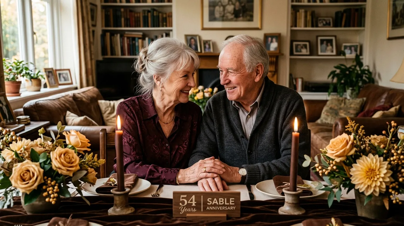 Couple senior célébrant leur anniversaire de mariage à table