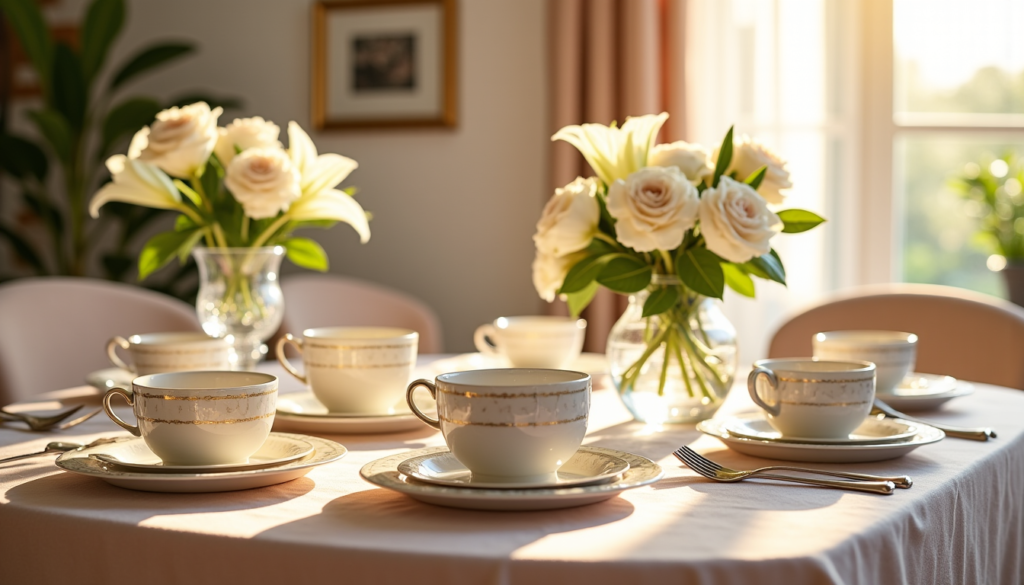 un service de table en porcelaine pour des noces de vingt ans